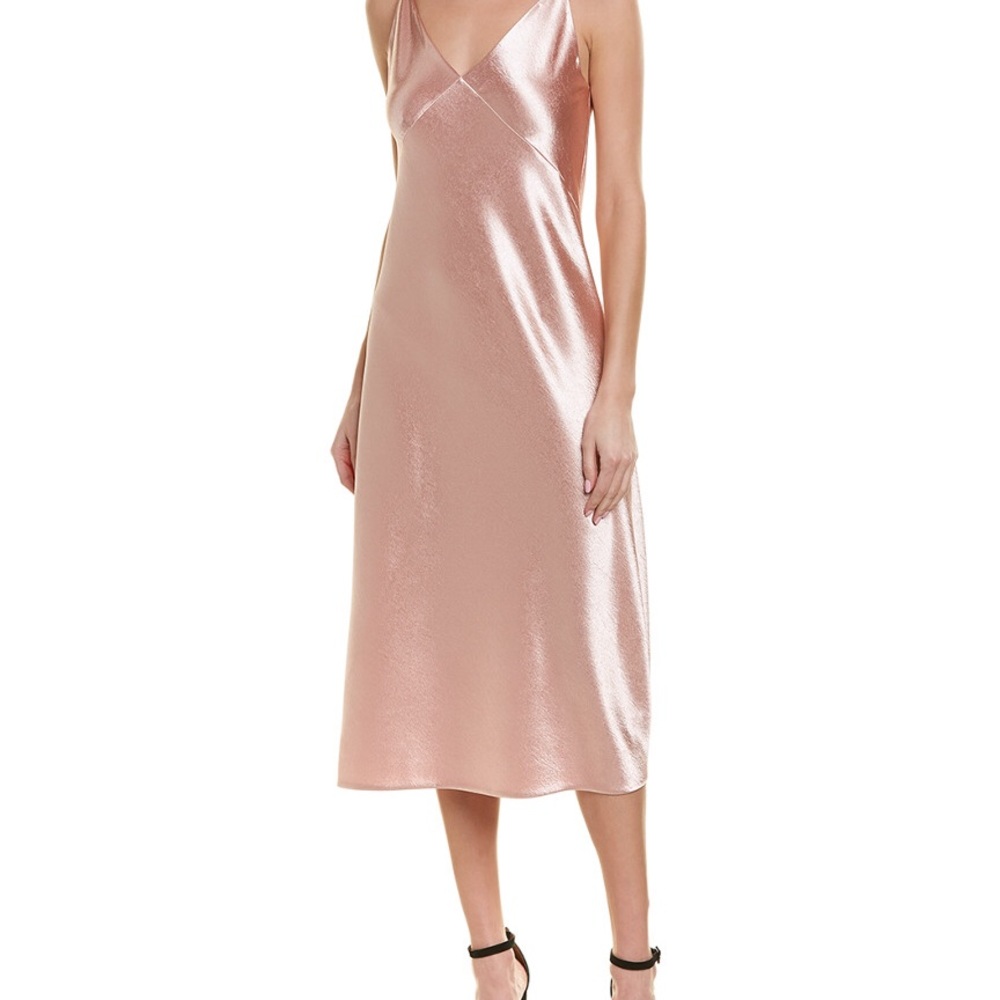 Vince V neck Bias Midi Dress - Picture 2 of 8